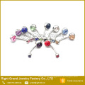 316L Surgical Stainless Steel Double Rhinestone Navel Ring